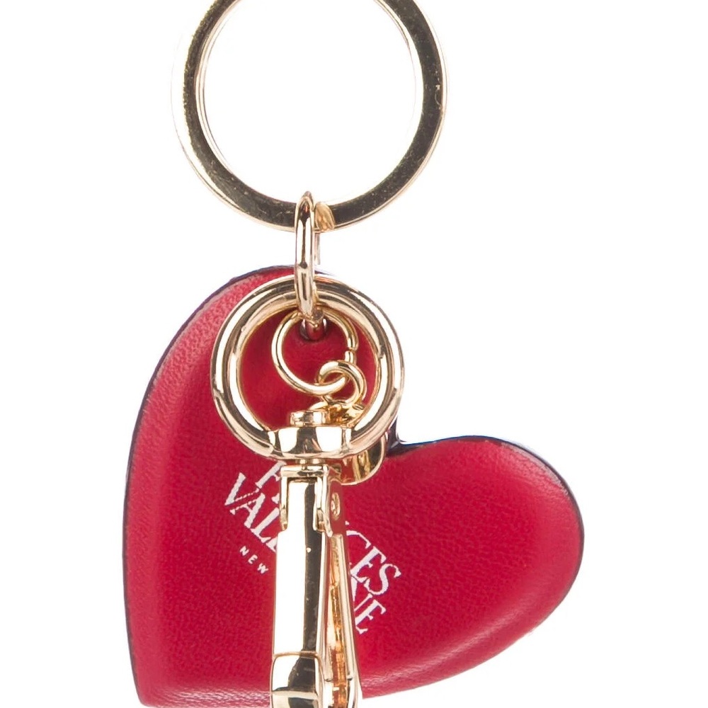 Valentino-Style Red Heart Keychain with Gold Hardware